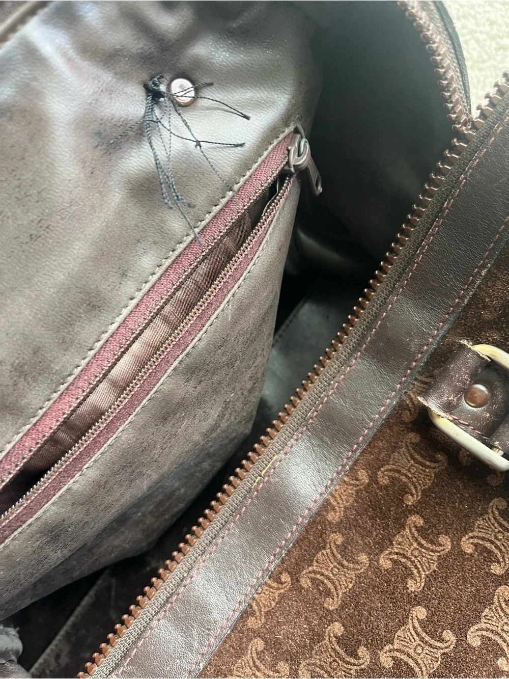 Celine vintage macadam suede Boston bag